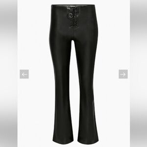 Aritzia Wilfred vegan leather pants black 00 Element lace up boot cut flares xs